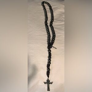 QVC Sleek Black Large Beaded Rosary-NWOT